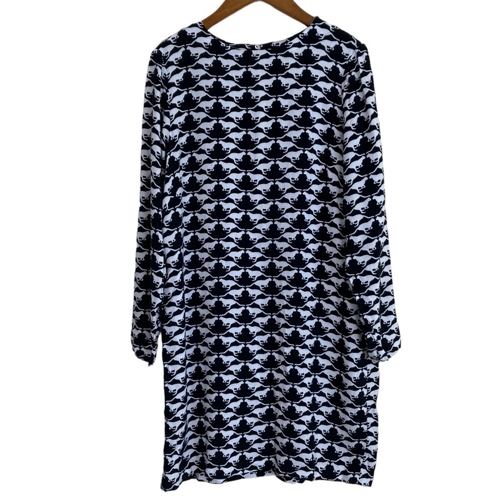 H&M Cat Novelty Print Pop Art Mini Shift Dress Black & White Keyhole Back Sz 6